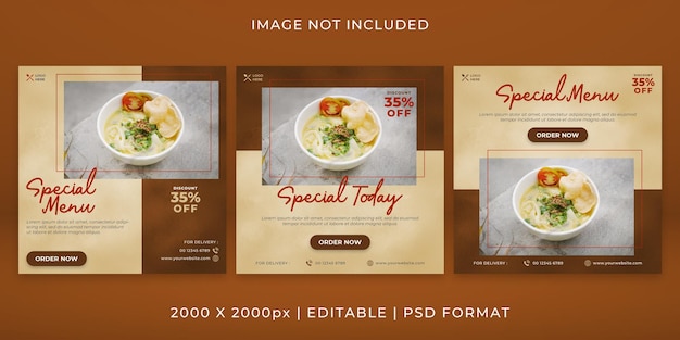 PSD food menu banner or social media feed template