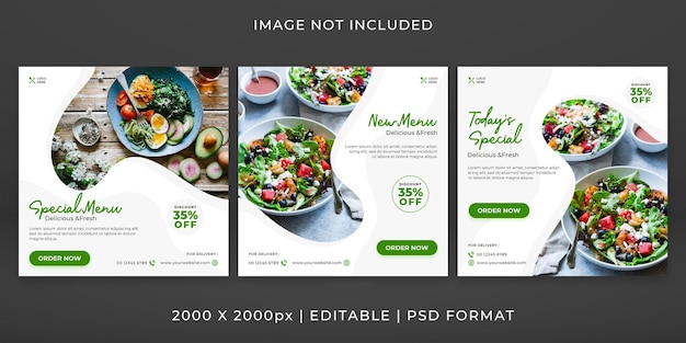 PSD food menu banner or social media feed template