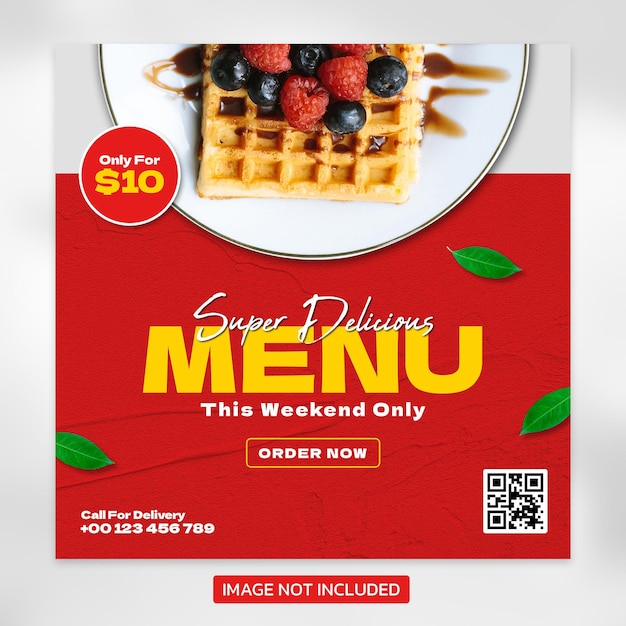 PSD food menu banner template design voor berichten op sociale media