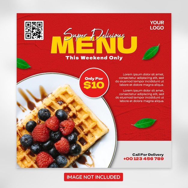 PSD food menu banner template design voor berichten op sociale media