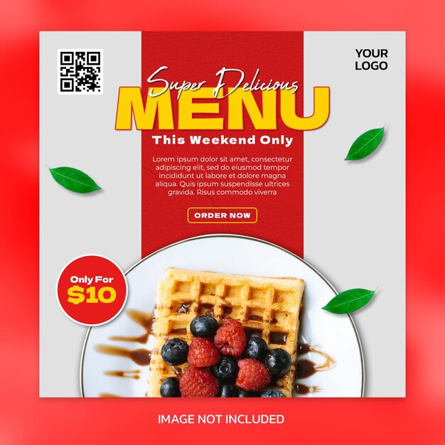 Food menu banner template design voor berichten op sociale media