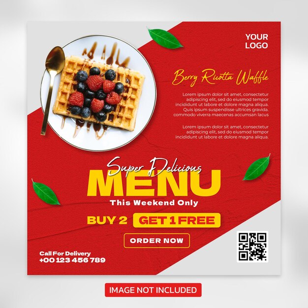 PSD food menu banner template design voor berichten op sociale media