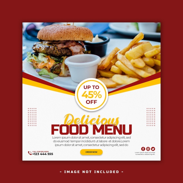 PSD food menu banner template psd