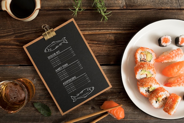 PSD mock-up di concetto di menu di cibo