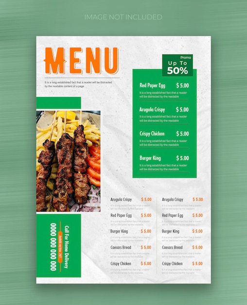 Modello di progettazione della copertina del menu del cibo