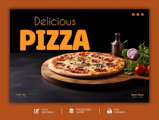 Food menu and delicious pizza graphic design template