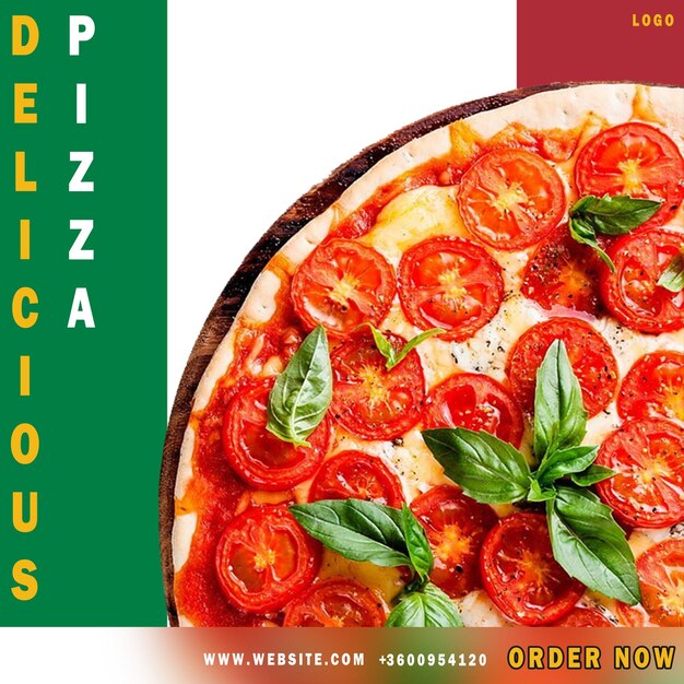 PSD menu di cibo e deliziosa pizza in italiano modello di banner per i social media