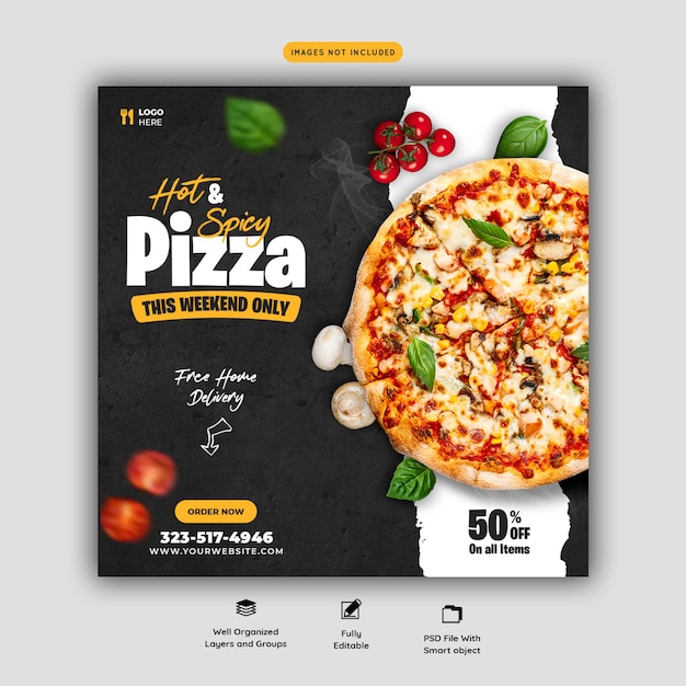 PSD食物菜单和美味比萨社交媒体旗帜模板雷竞技官网 雷竞技电竞平台