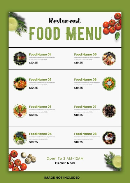 Food Menu Design Restaurent Delicious Presentation