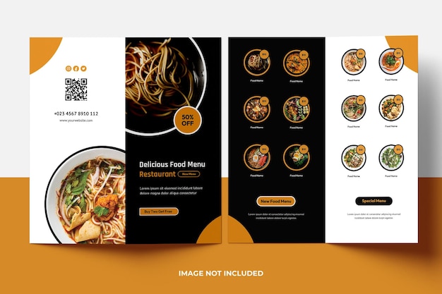 Food menu dl bifold flyer template design