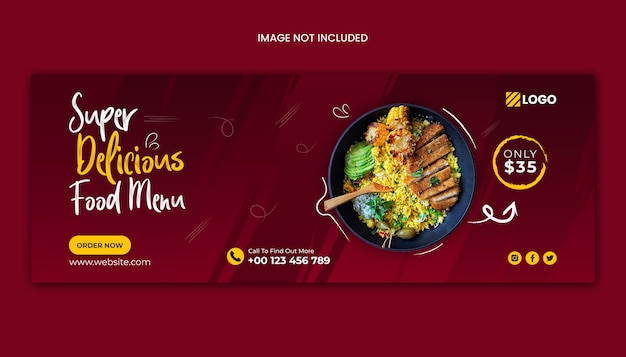 Food menu facebook cover design template