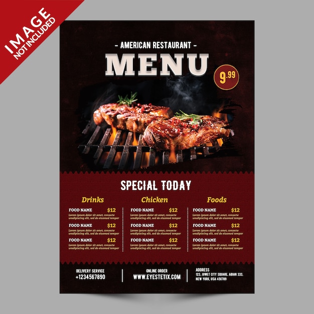 PSD food menu flyer mockup