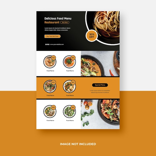 Food menu flyer template design a4