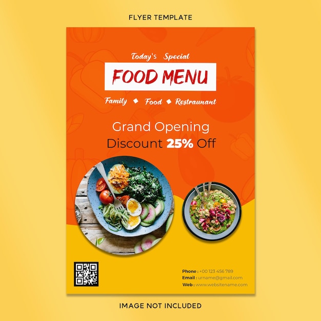 Food menu flyer template design vector and illustration