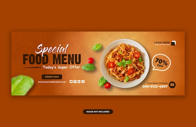 Menu di cibo offre modello di progettazione banner copertina di facebook