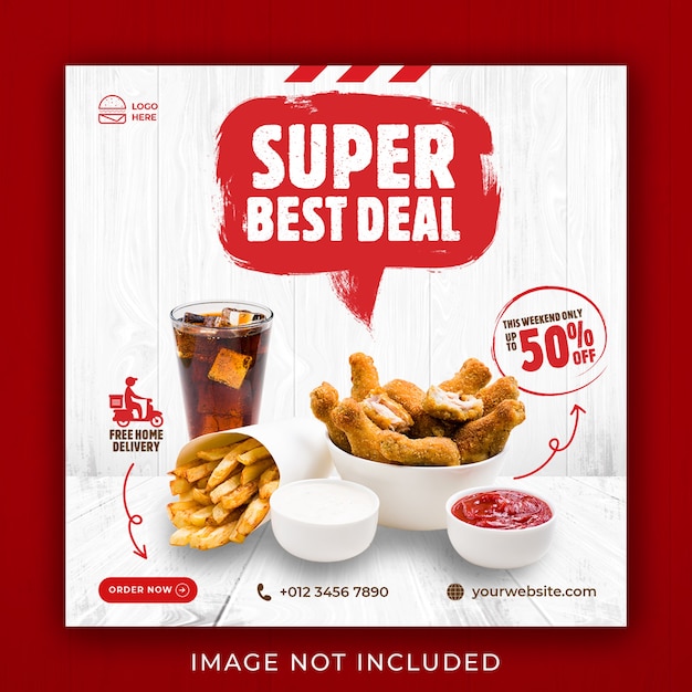 PSD food menu promotion social media instagram post banner template