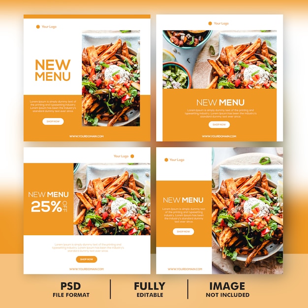 PSD food menu promotion social media instagram post banner template