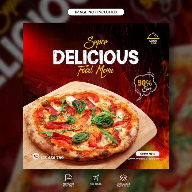 Food menu promotion social media post banner template