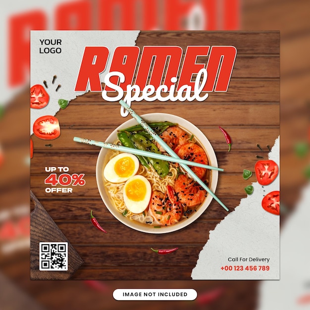 Food menu promotional sale social media post or instagram web banner