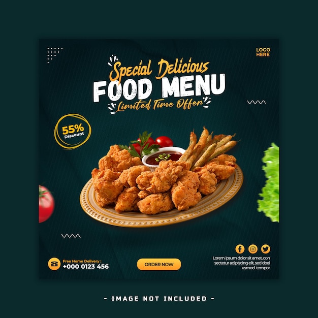 Food menu promotional sale social media post web banner template