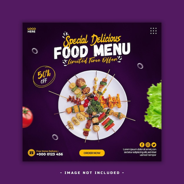 Food menu promotional sale social media post web banner template