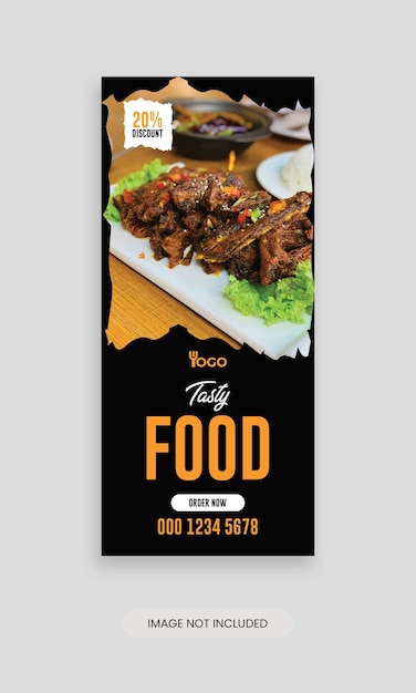 Food Menu Rack Card Template Restaurant Dl Flyer