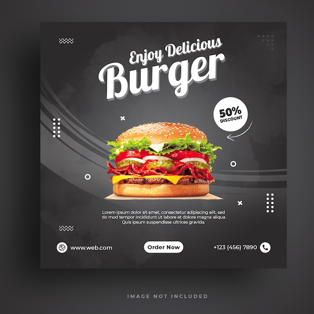 Food menu and restaurant burger social media banner template