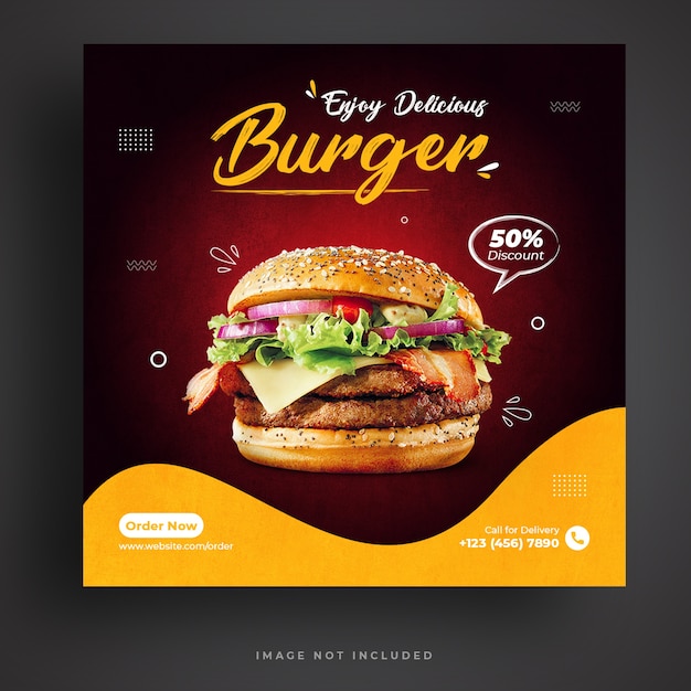 Food menu and restaurant burger social media banner template 