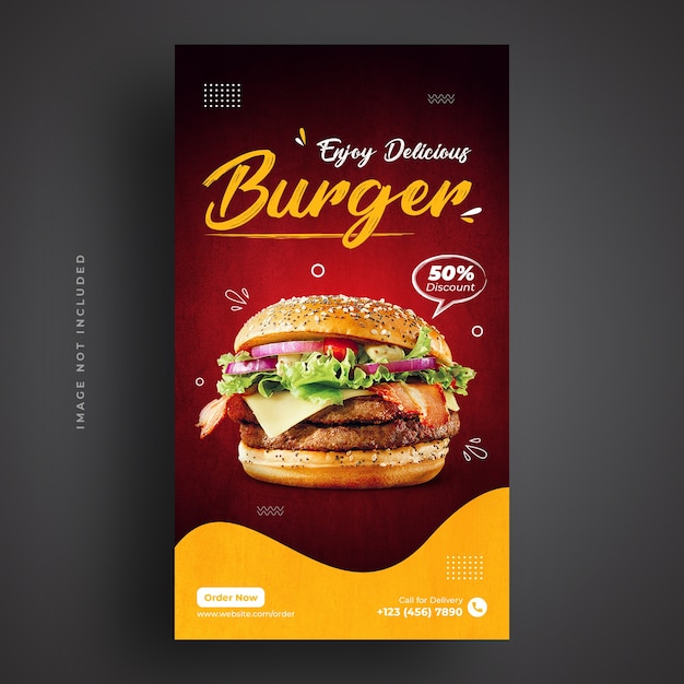 Food menu and restaurant burger social media banner template 