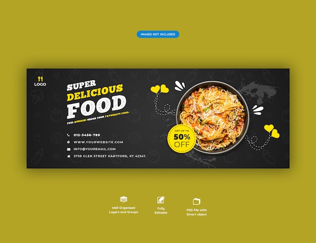 Food menu and restaurant facebook cover banner template