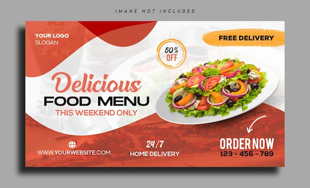 Food menu and restaurant facebook cover and banner template