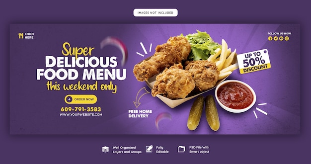 Food menu and restaurant facebook cover template