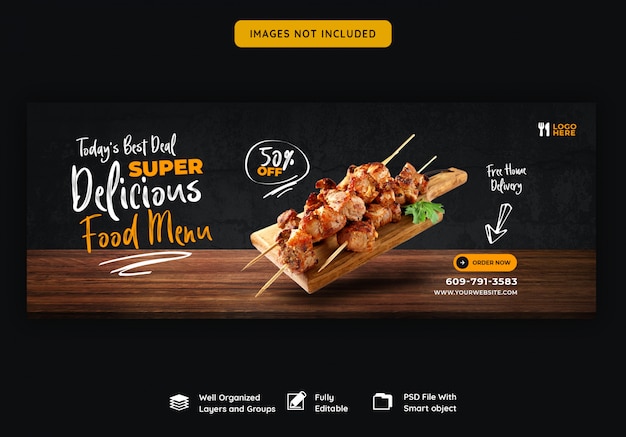 Food menu and restaurant facebook cover template