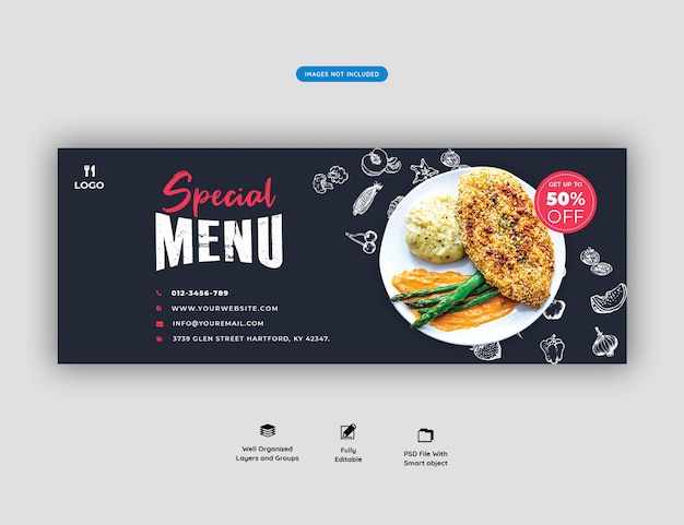 Food menu and restaurant facebook cover template