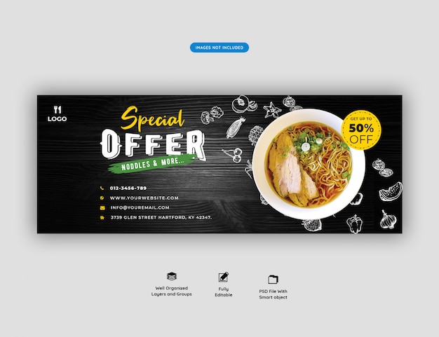 Food menu and restaurant facebook cover template