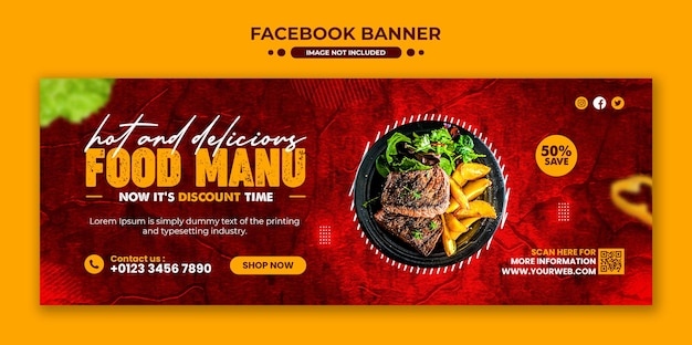 Food menu and restaurant facebook cover template