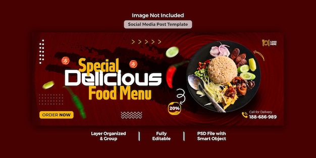 Food menu and restaurant facebook cover template