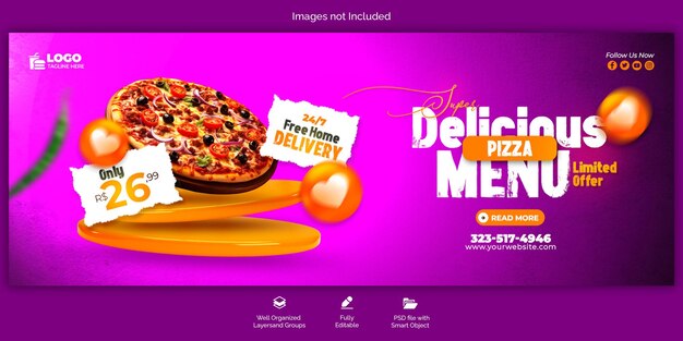 PSD food menu and restaurant facebook cover template