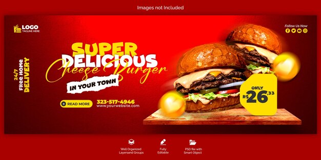 PSD food menu and restaurant facebook cover template