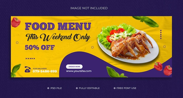 Food menu and restaurant facebook social media cover template free