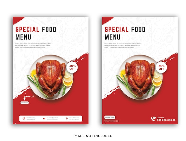 Food menu and restaurant flyer design template