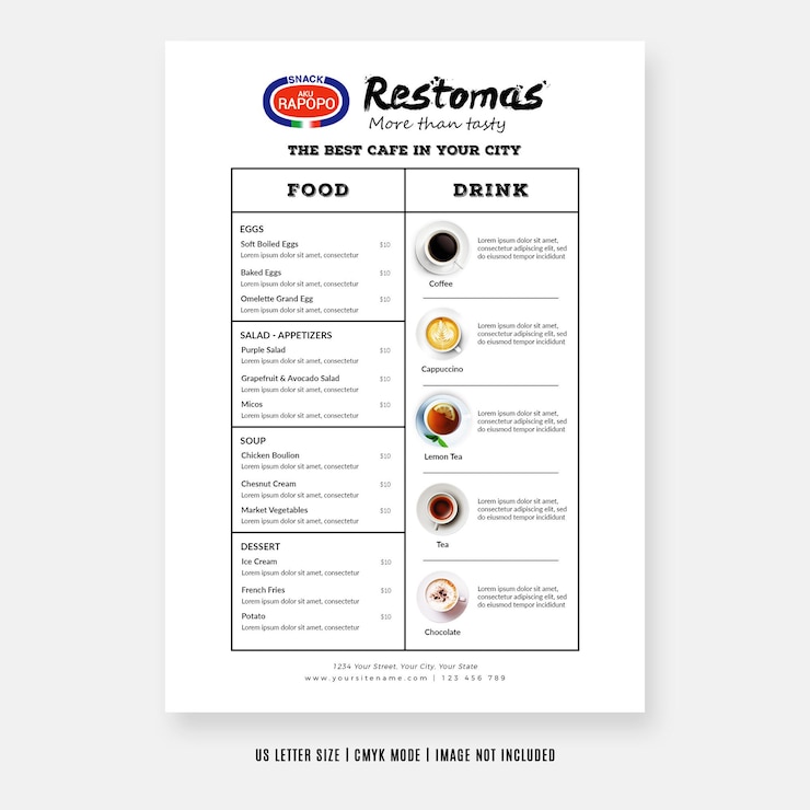 PSD food menu restaurant flyer design templates