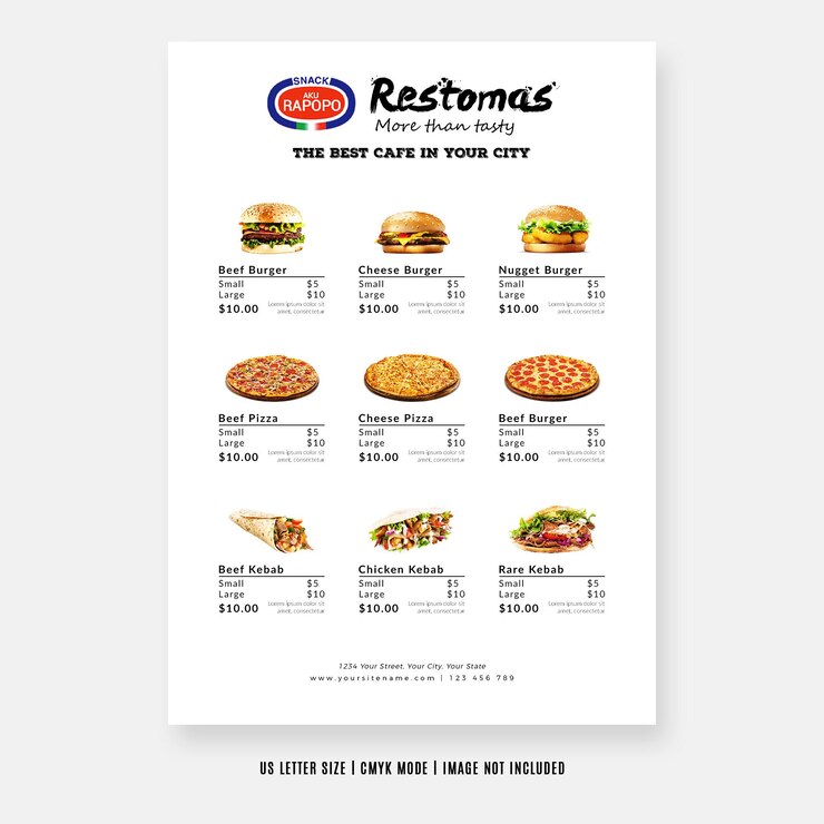PSD food menu restaurant flyer design templates