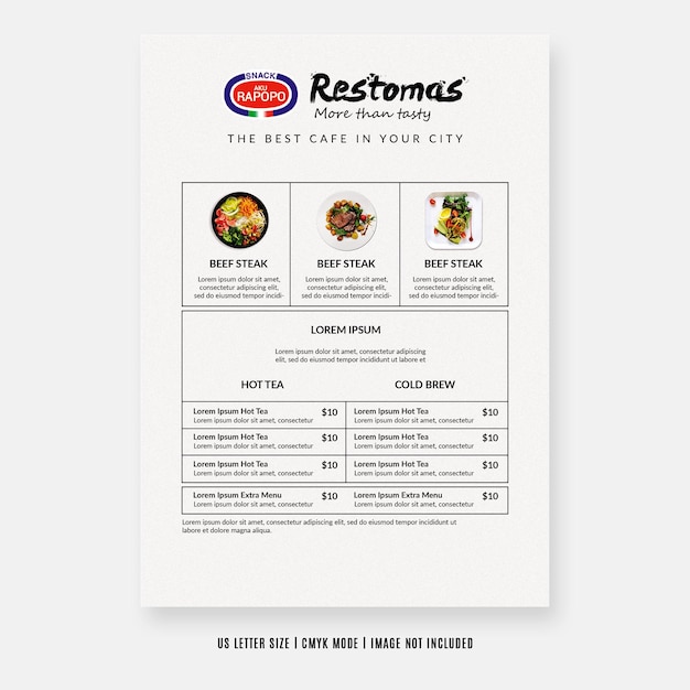 PSD food menu restaurant flyer design templates