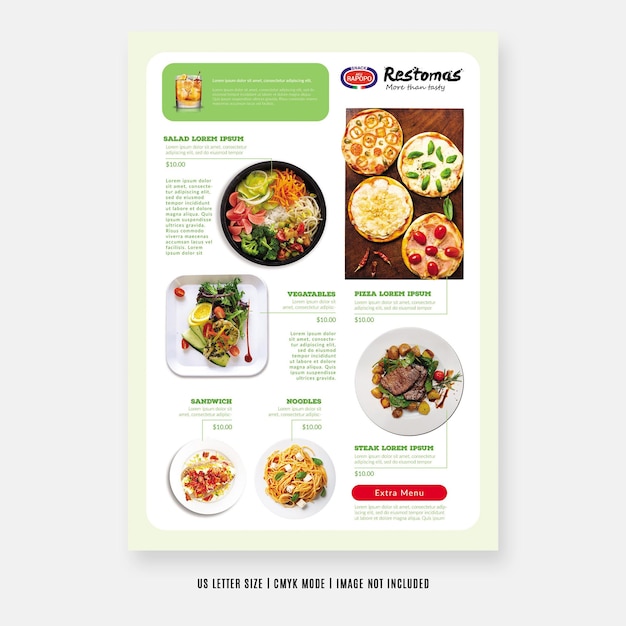 PSD food menu restaurant flyer design templates