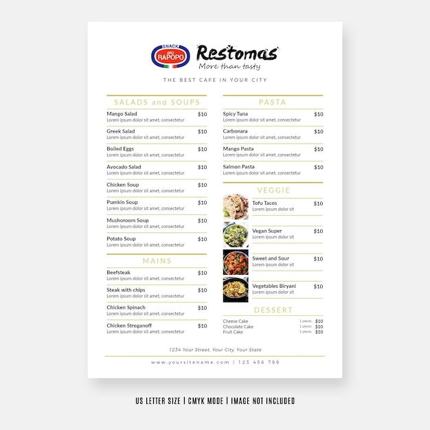 PSD food menu restaurant flyer design templates