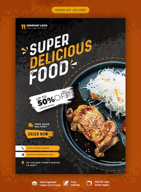 PSD food menu and restaurant flyer template