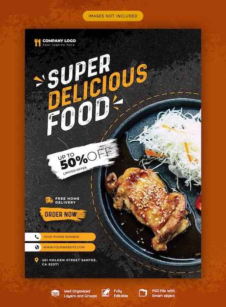 Food menu and restaurant flyer template