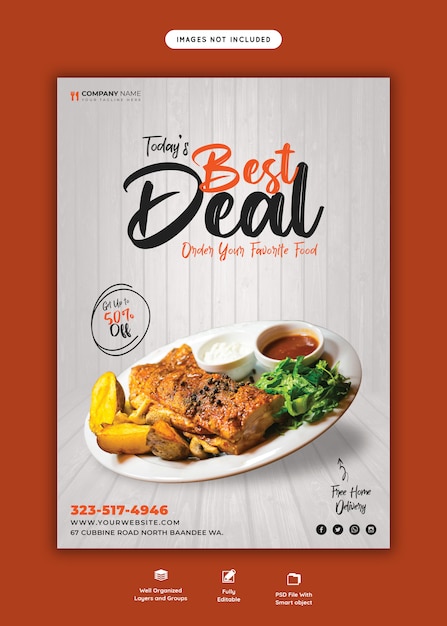 Food menu and restaurant flyer template