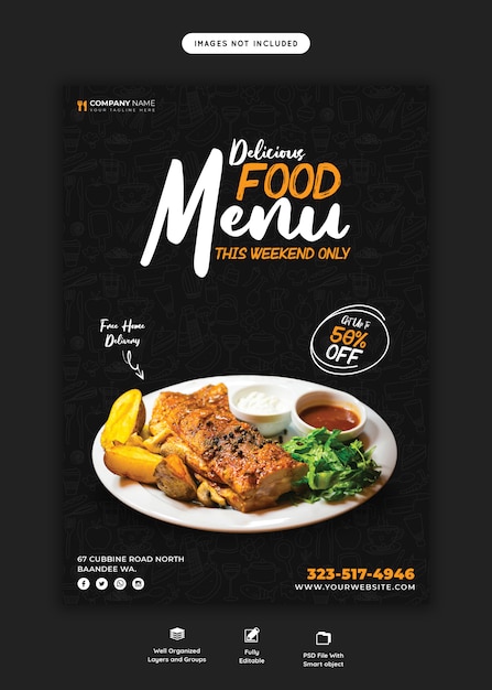 Food menu and restaurant flyer template